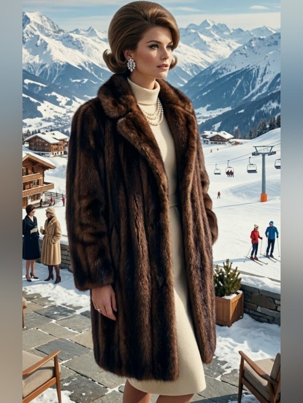 VINTAGE🤎60's Luxurious MID LENGTH Brown Fur Coat Size Med/Lg